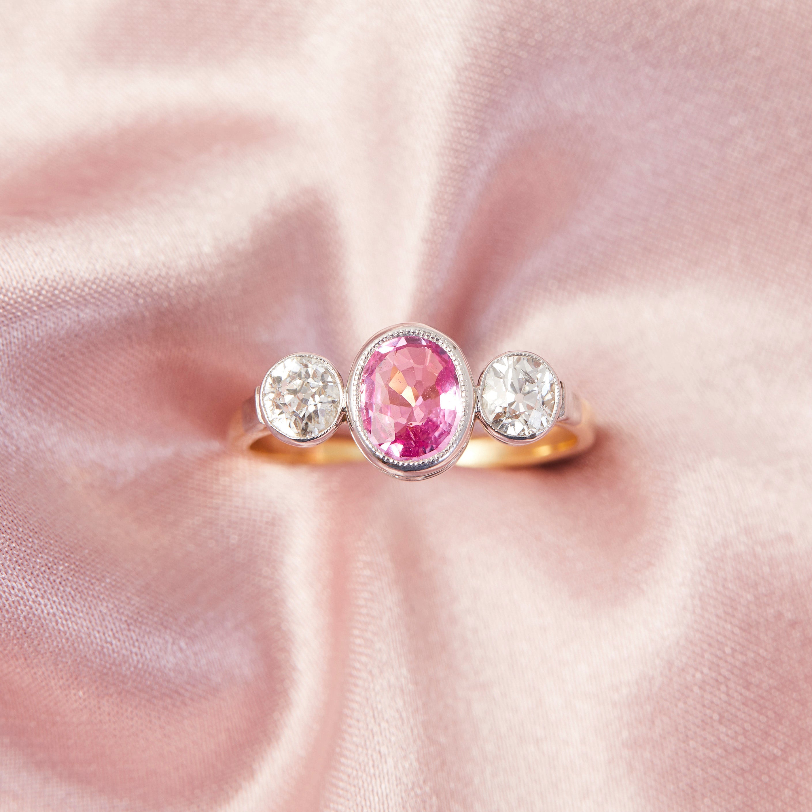 Oval pink store sapphire ring