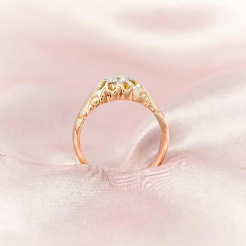 Victorian Yellow Gold Solitaire Diamond  Ring