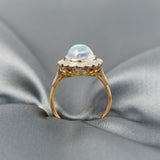 Moonstone & Diamond Cluster Ring In 18ct Yellow & White Gold