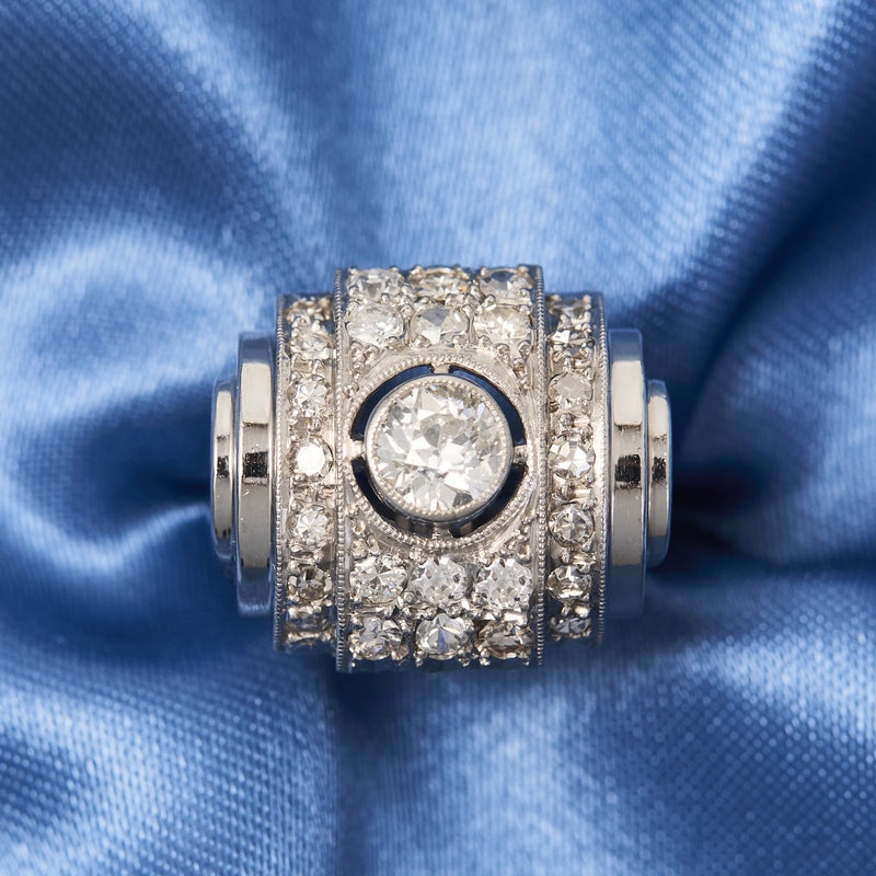 Art Deco White Gold & Diamond Tank Ring