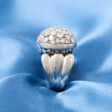 1940s Palladium Platinum Pavé Diamond Cocktail Ring