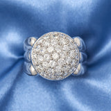 1940s Palladium Platinum Pavé Diamond Cocktail Ring